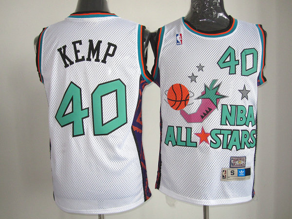 NBA 1995 All Star Seattle Sonics 40 Shaw KEMP Swingman Throwback White Jersey